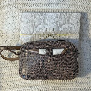 GILI Sienna Copper And Tan Snakeskin Leather Crossbody Bag Never Used